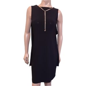 🩵VINTAGE Joseph Ribkoff Dress Gold Chain Lariat Butterfly Draped Backless Black